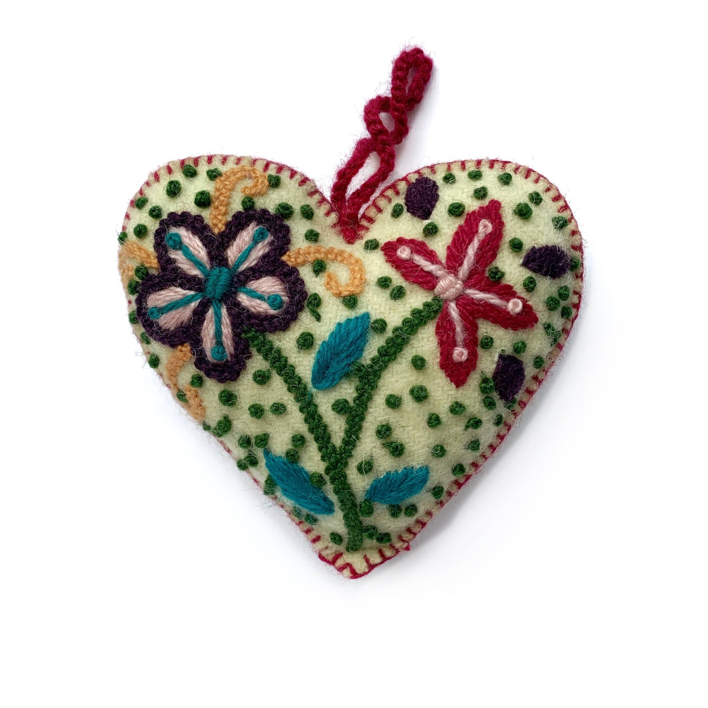 Ornaments 4 Orphans - Colorful Embroidered Heart Ornament