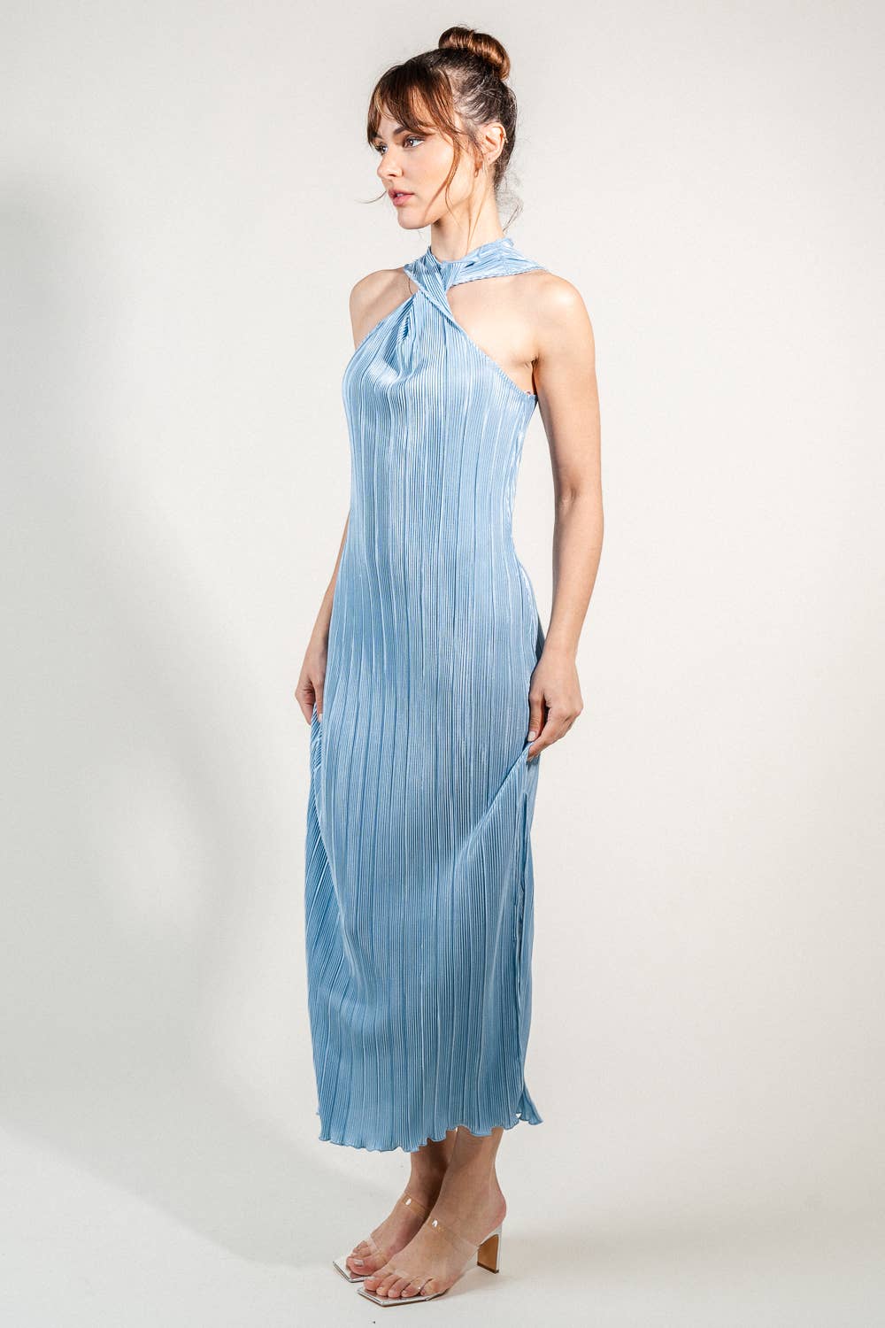 Fore Collection - Crinkle Plisse Front Twist Maxi Dress
