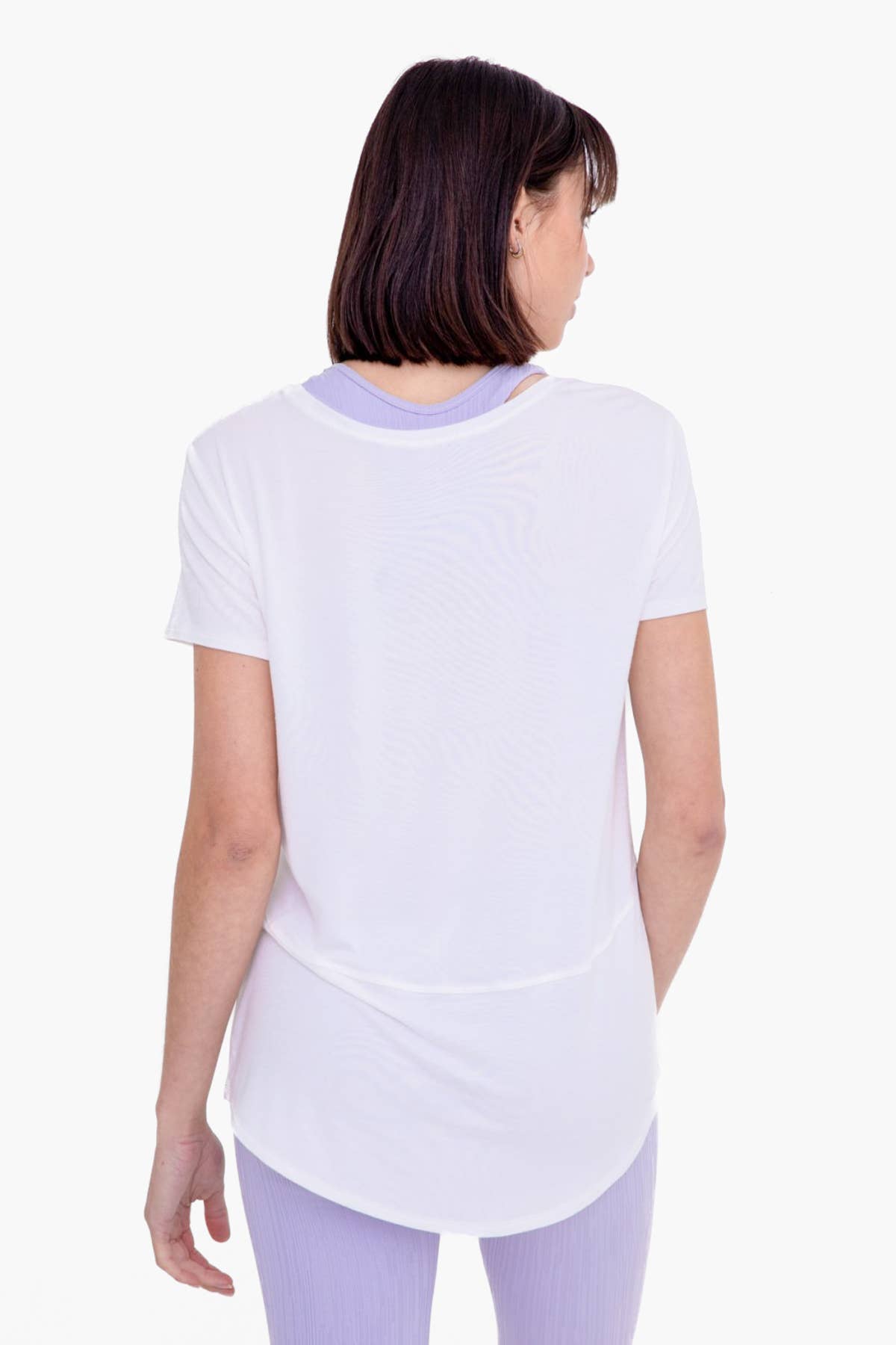 Mono B - Short Sleeve High-Low Top - White