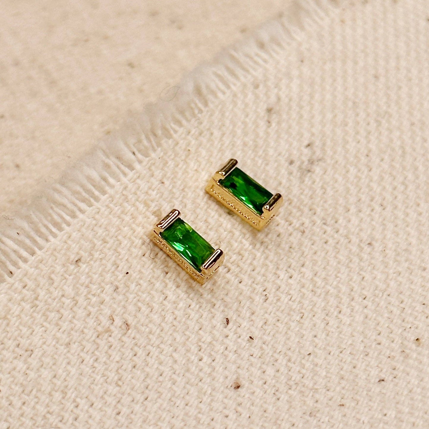 GoldFi - 18k Gold Filled Baguette Birthstone Stud Earrings