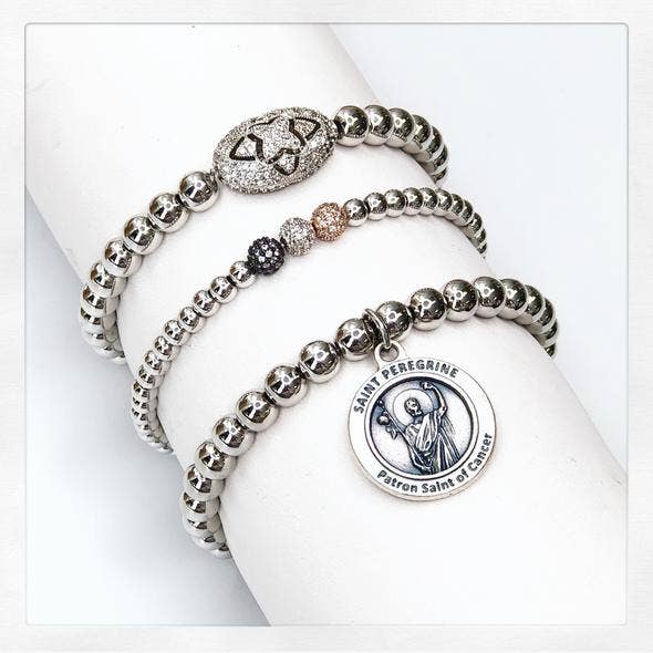 Love, Lisa - Saint Peregrine Patron of Cancer Beaded Stretch Bracelet