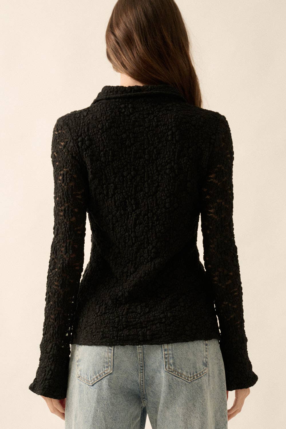Promesa USA - Floral Lace Flare Sleeve Woven Shirt