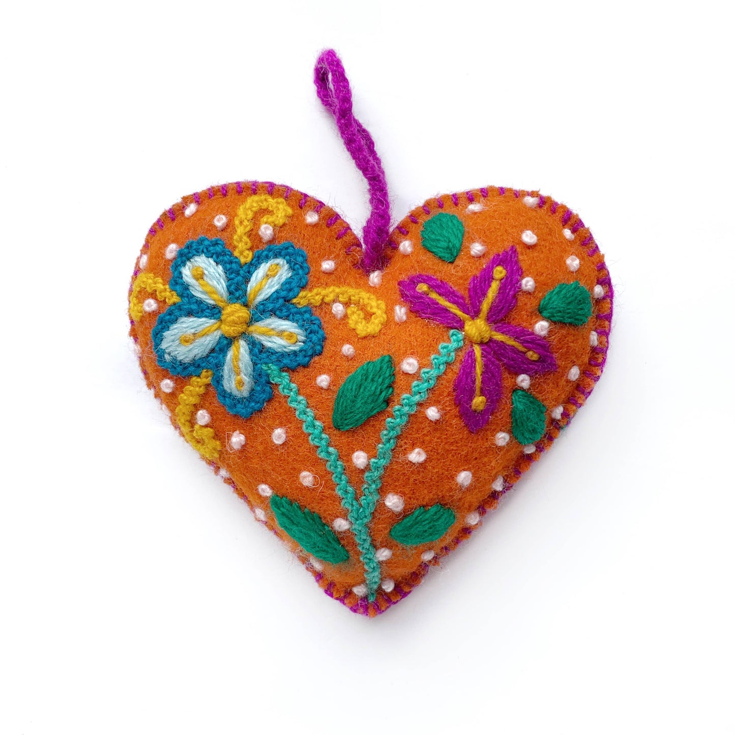 Ornaments 4 Orphans - Colorful Embroidered Heart Ornament