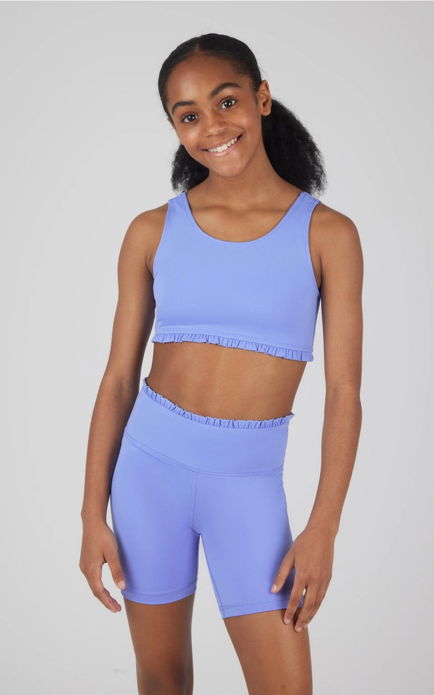 90 Degree Reflex - Girls Lux Bra and Short with Ruffle - 2 Pcs Set - Persian Jewel
