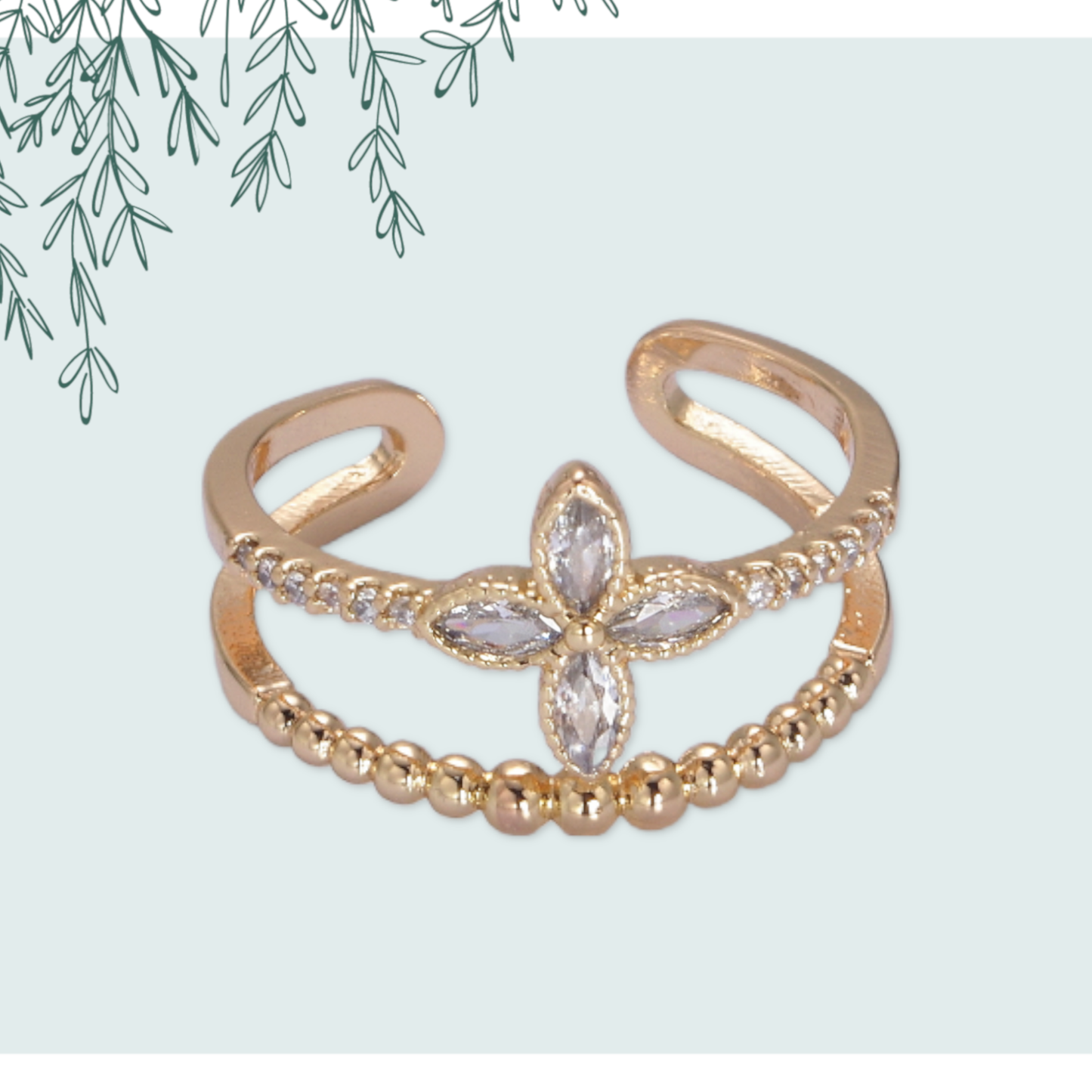 Aim Eternal - Elegant Micro Pave Flower Ring
