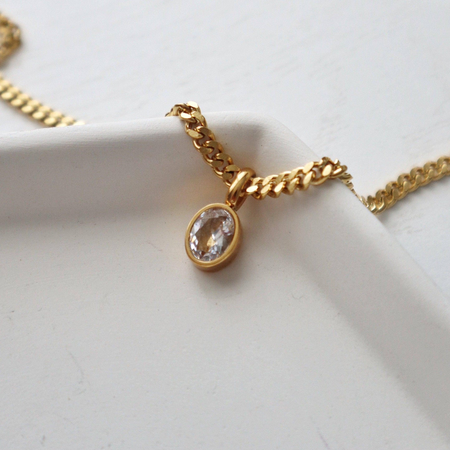 JESSA Jewelry - Oval CZ Chain Necklace