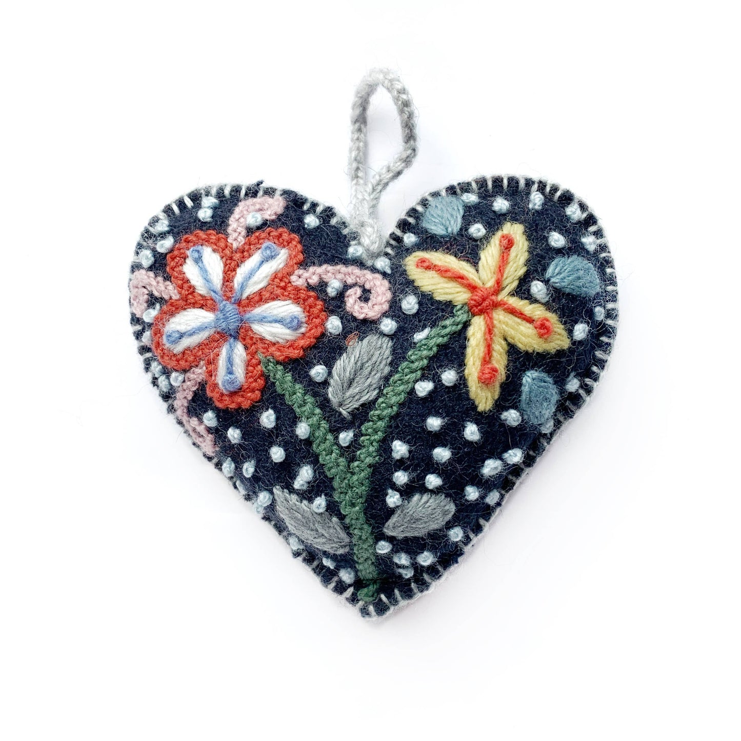Ornaments 4 Orphans - Colorful Embroidered Heart Ornament