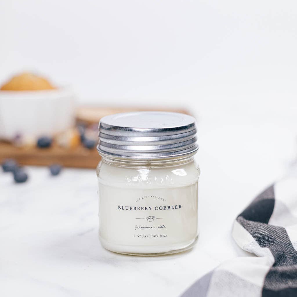 Antique Candle Co.® - Soy Wax Mason Jar Candle - Blueberry Cobbler - 8 oz.