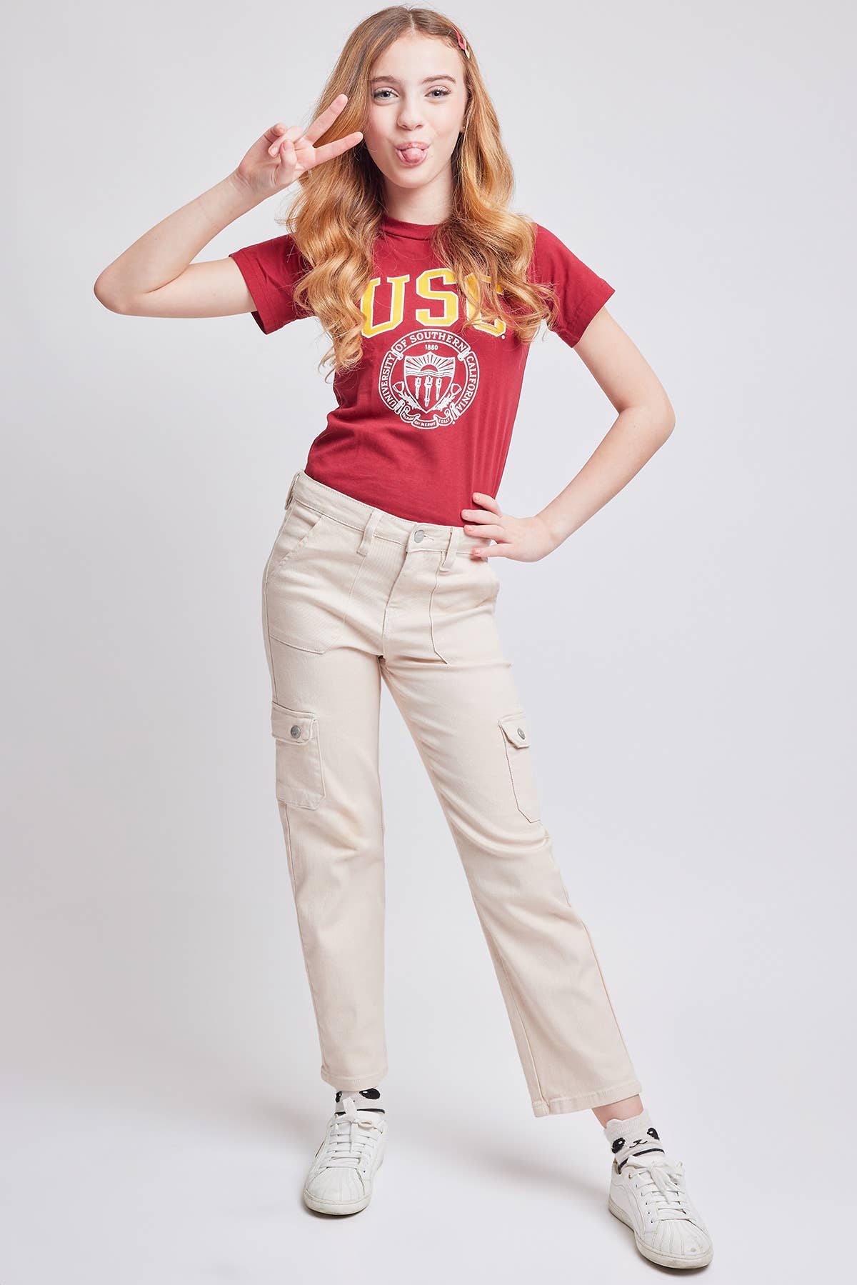 YMI - Girls Selena High Rise Cargo Pocket Straight Leg