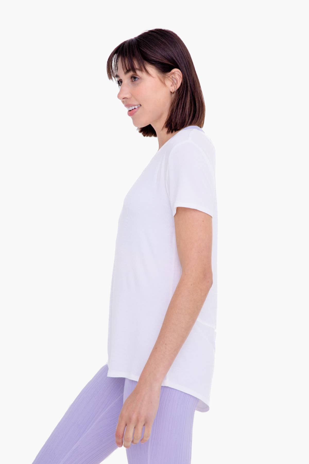 Mono B - Short Sleeve High-Low Top - White