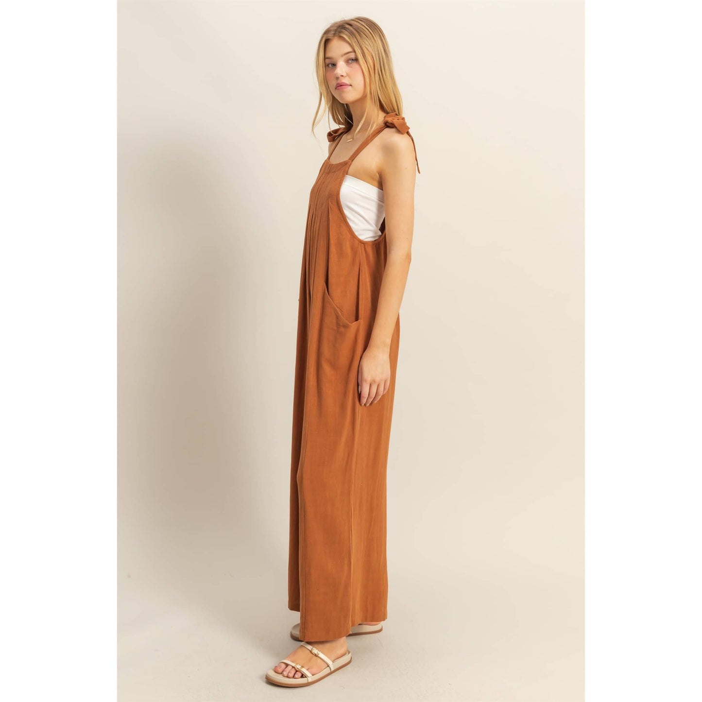 HYFVE - HF25C822-Self-Tie Shoulder Straps Jumpsuit