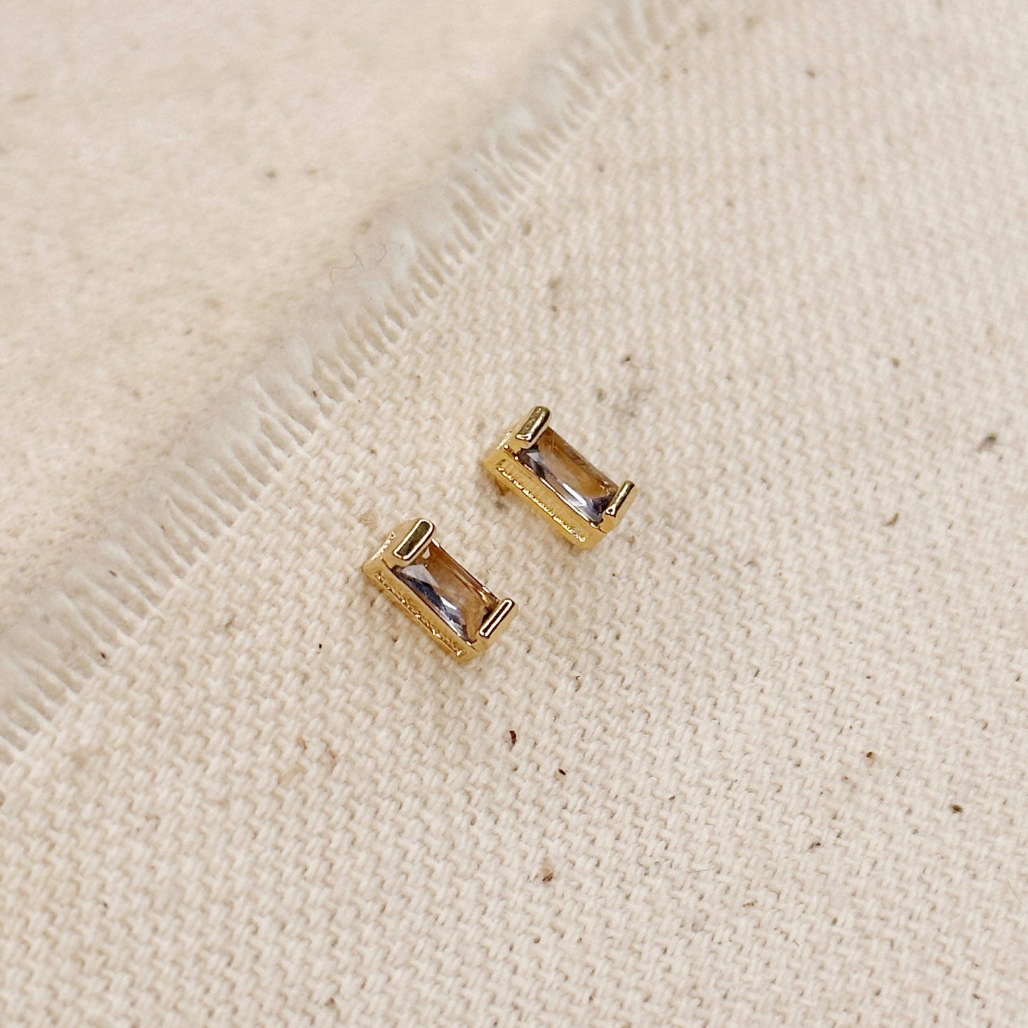 GoldFi - 18k Gold Filled Baguette Birthstone Stud Earrings