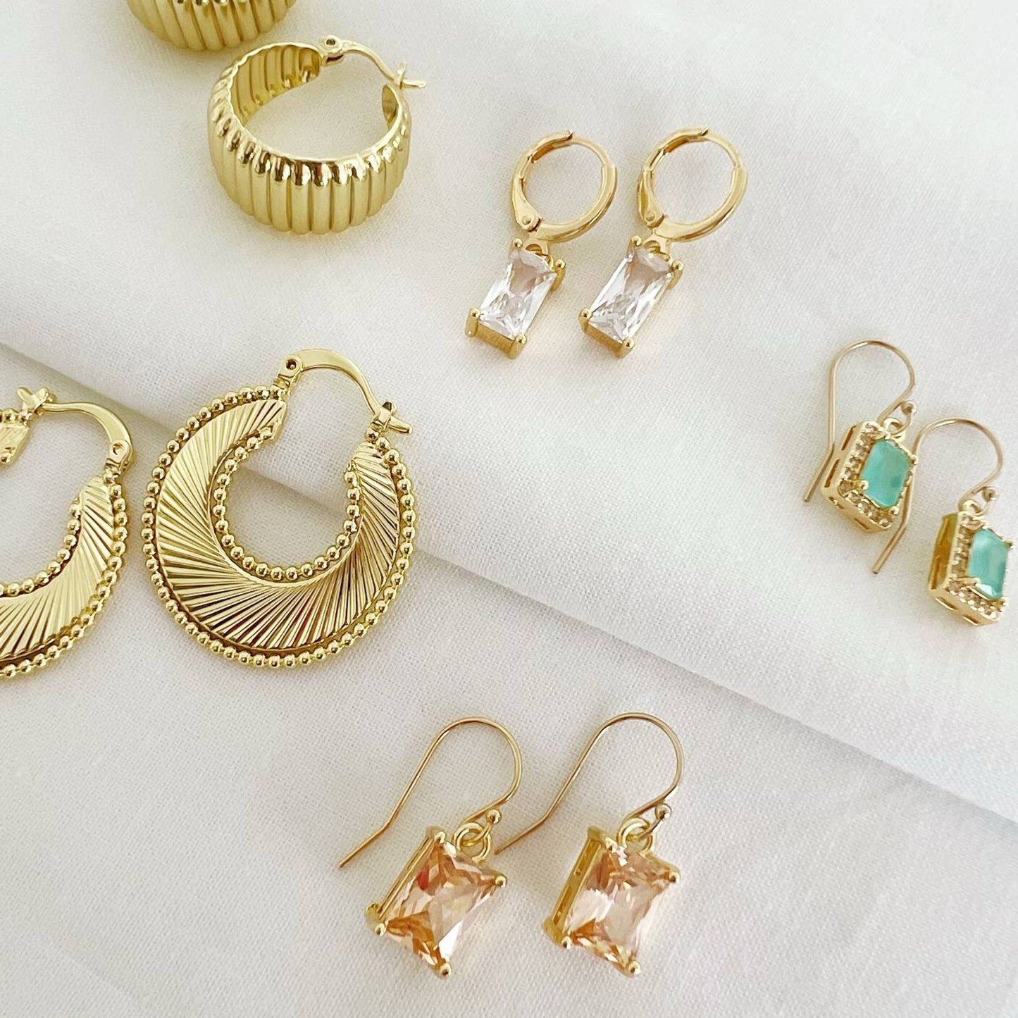 True By Kristy Jewelry - Taylor CZ Baguette Huggie Hoops Earrings Gold Filled