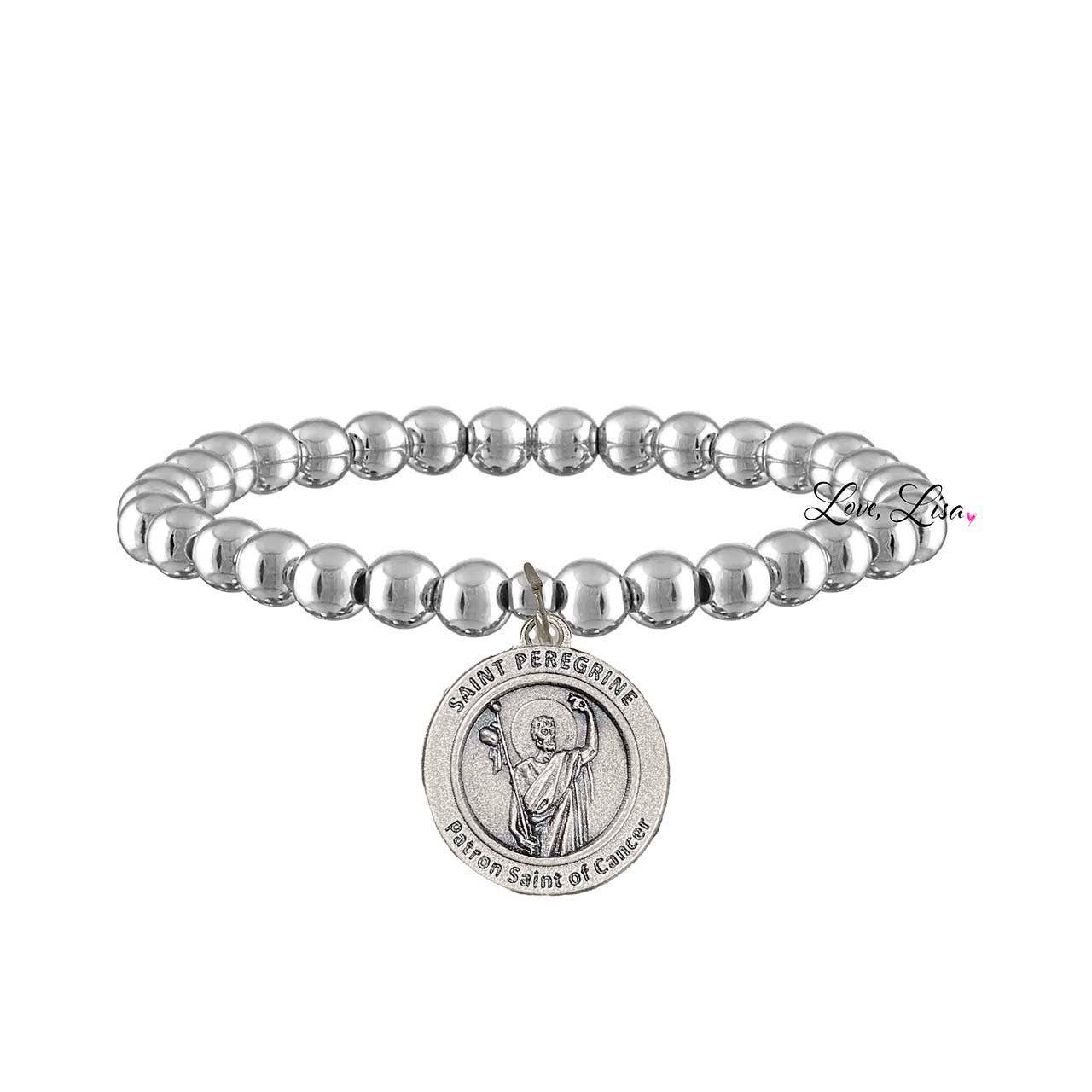 Love, Lisa - Saint Peregrine Patron of Cancer Beaded Stretch Bracelet