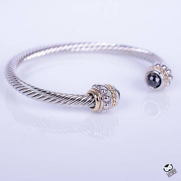 My Best Kept Jewelry - Beaded Black Cable Bangle