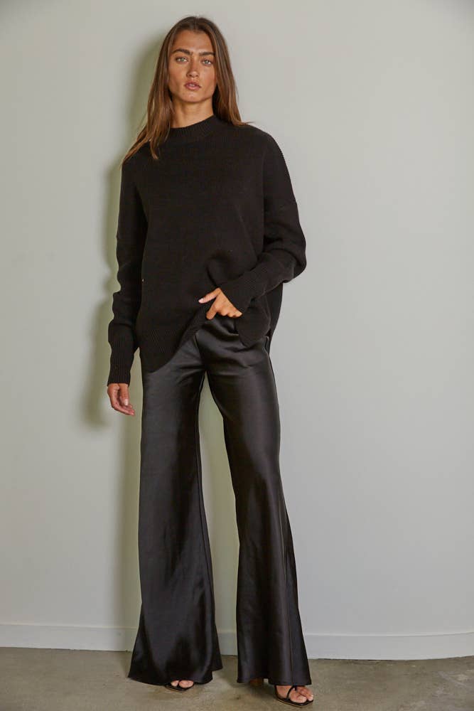 By Together - Woven Polyester Spandex Satin High Rise Pants - Champagne