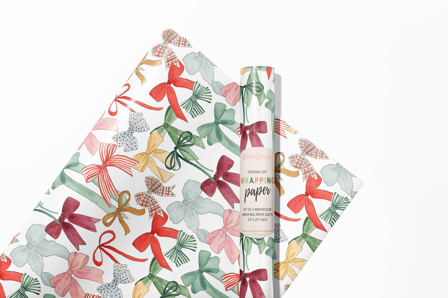 KelseyMDesigns - Festive Holiday Bows Wrapping Paper