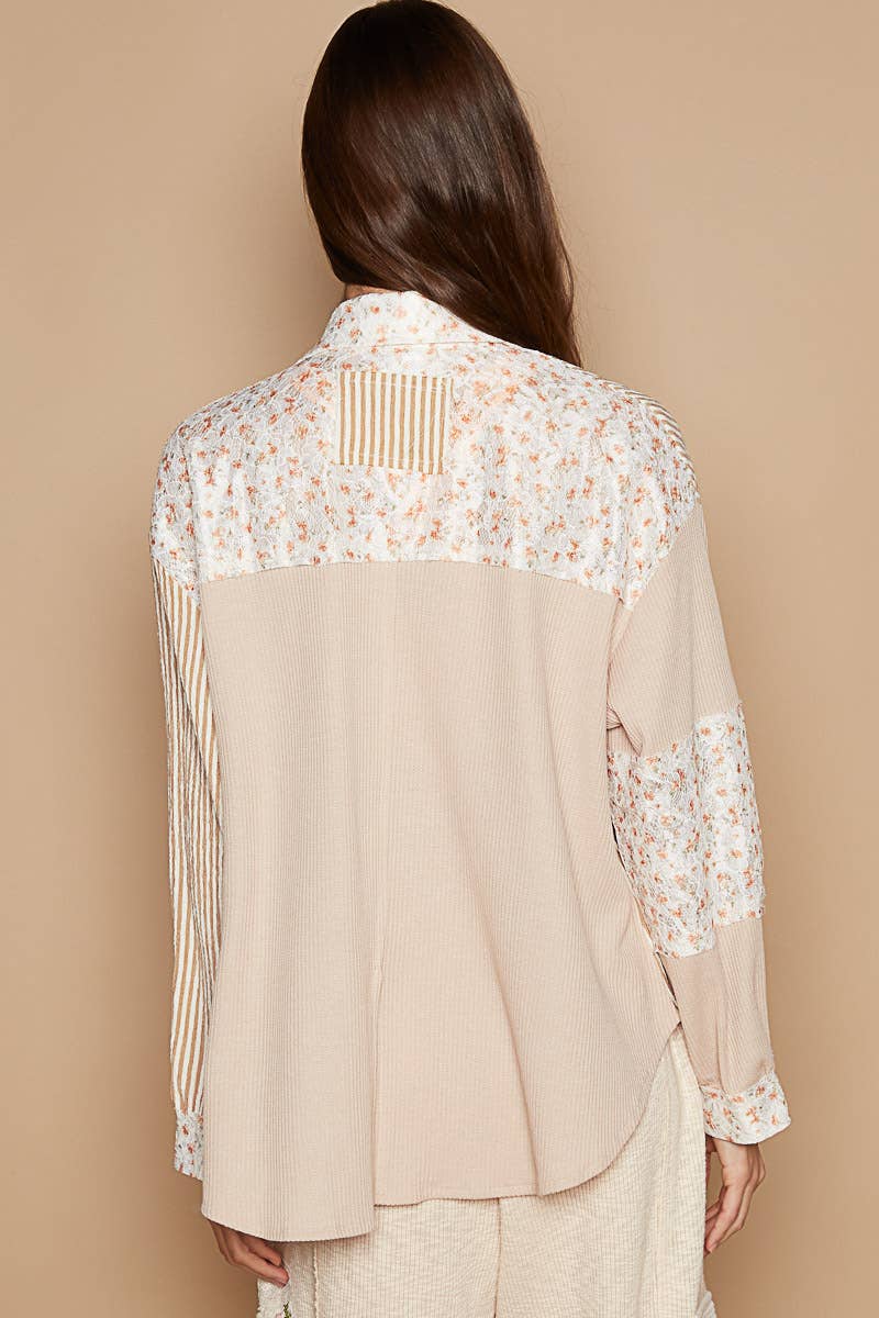 Pol Clothing - Embroidered Patch Button Down Shirt