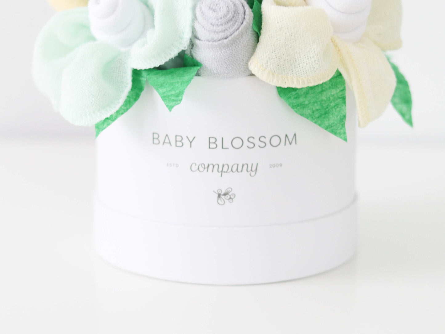 Baby Blossom Company - Petite Neutral New Baby Gift Basket Flower Bouquet - Yellow