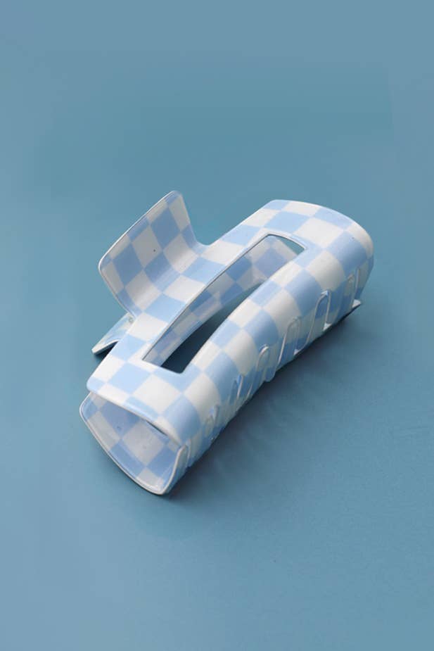 JOSSLYN by Wall to Wall - JUMBO RESIN CHECKER HAIR CLAW CLIPS 4inch | 40H664: Black