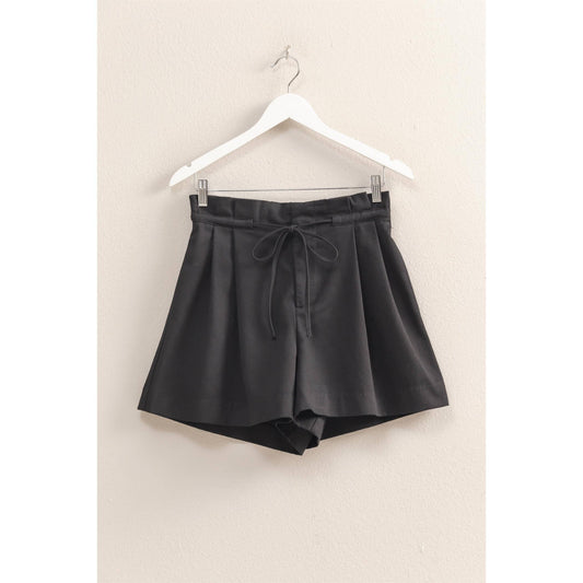 HYFVE - HF25A055-High-Waisted Washed Twill Paperbag Shorts