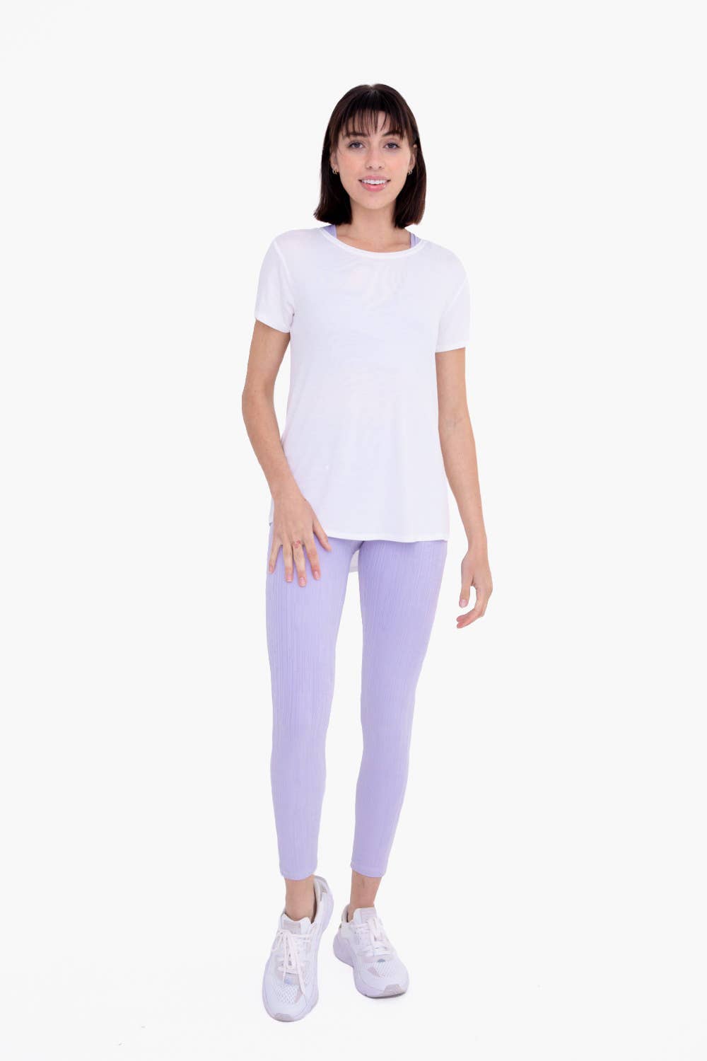 Mono B - Short Sleeve High-Low Top - White