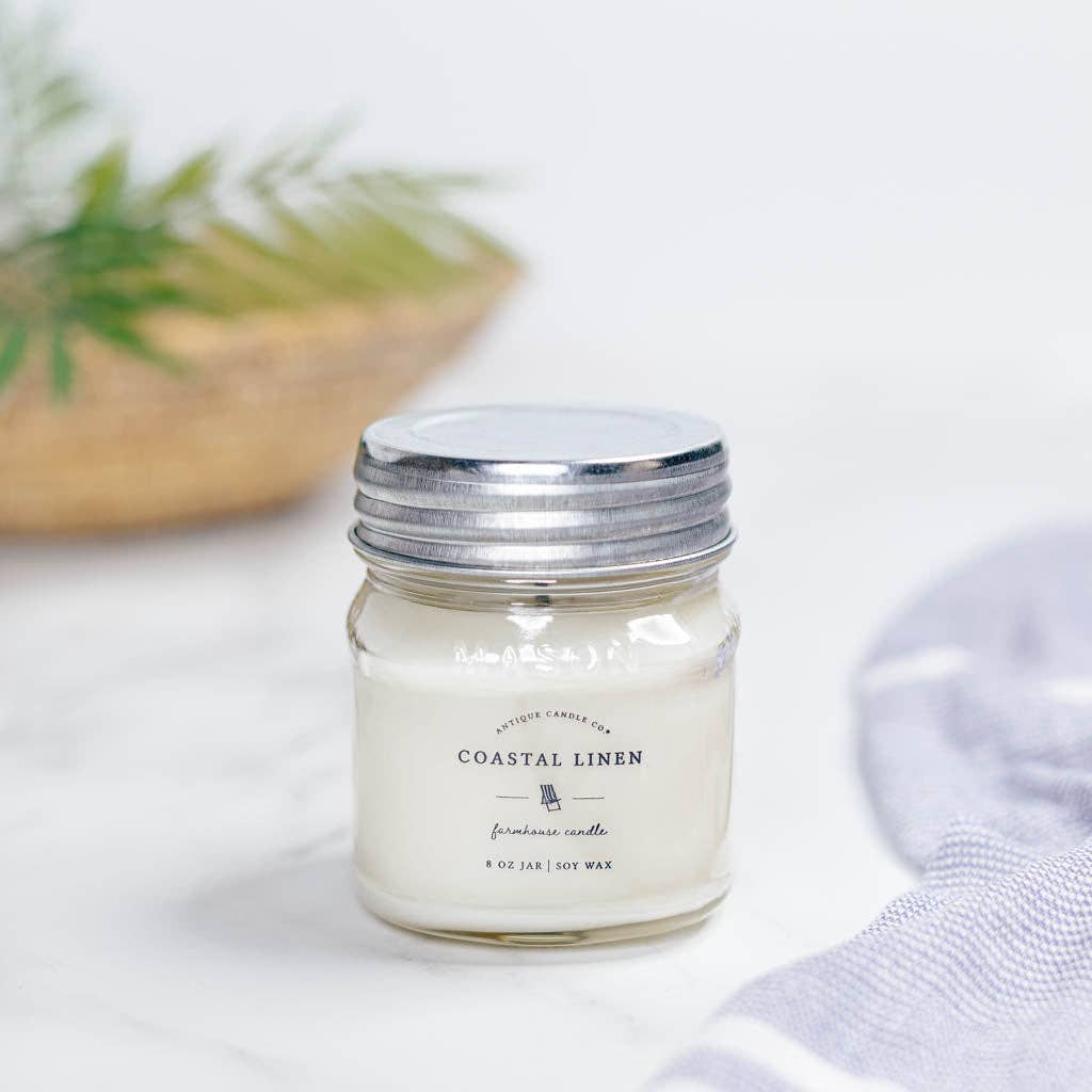 Antique Candle Co.® - Soy Wax Mason Jar Candle - Coastal Linen - 2 oz.
