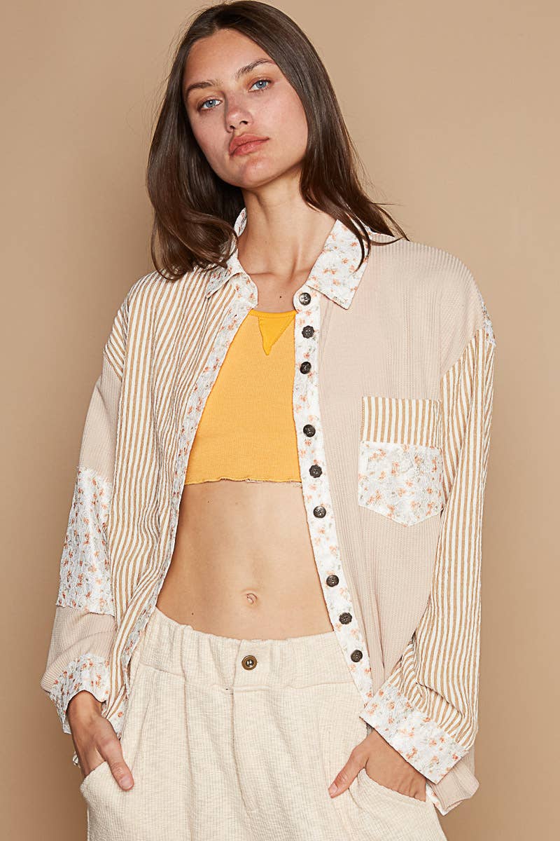 Pol Clothing - Embroidered Patch Button Down Shirt