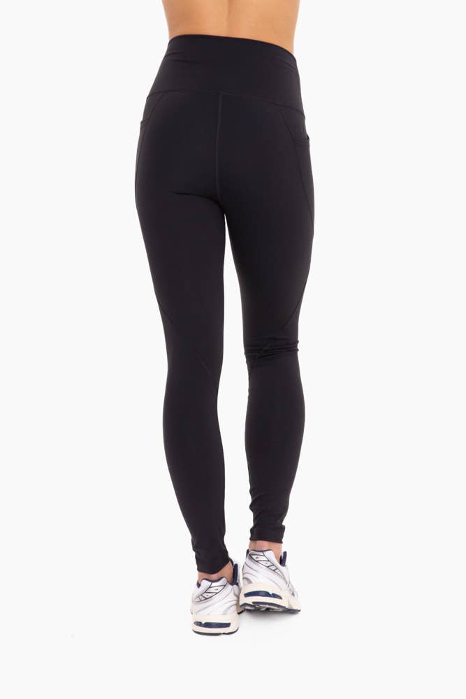 Mono B - Tapered Band Essential Solid Highwaist Leggings - Black