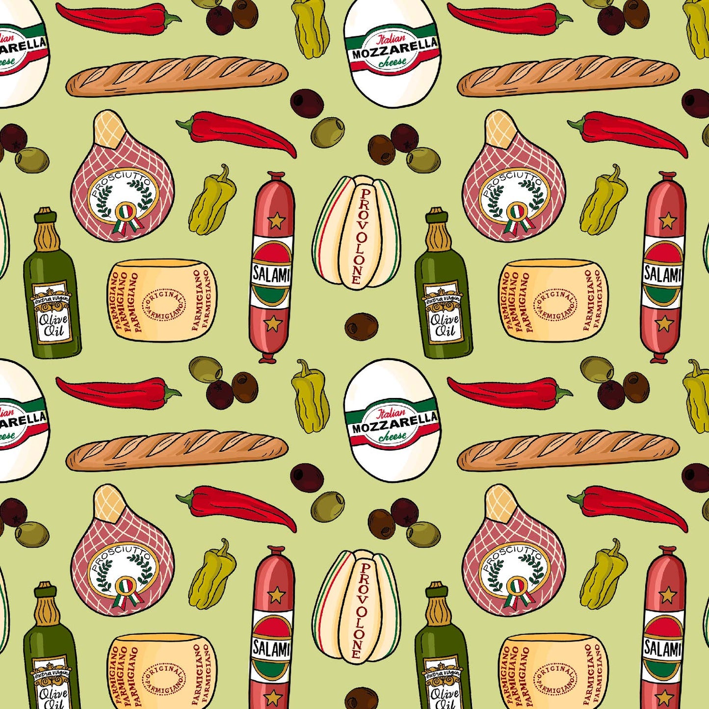 Italian Meats & Cheeses Christmas Wrapping Paper