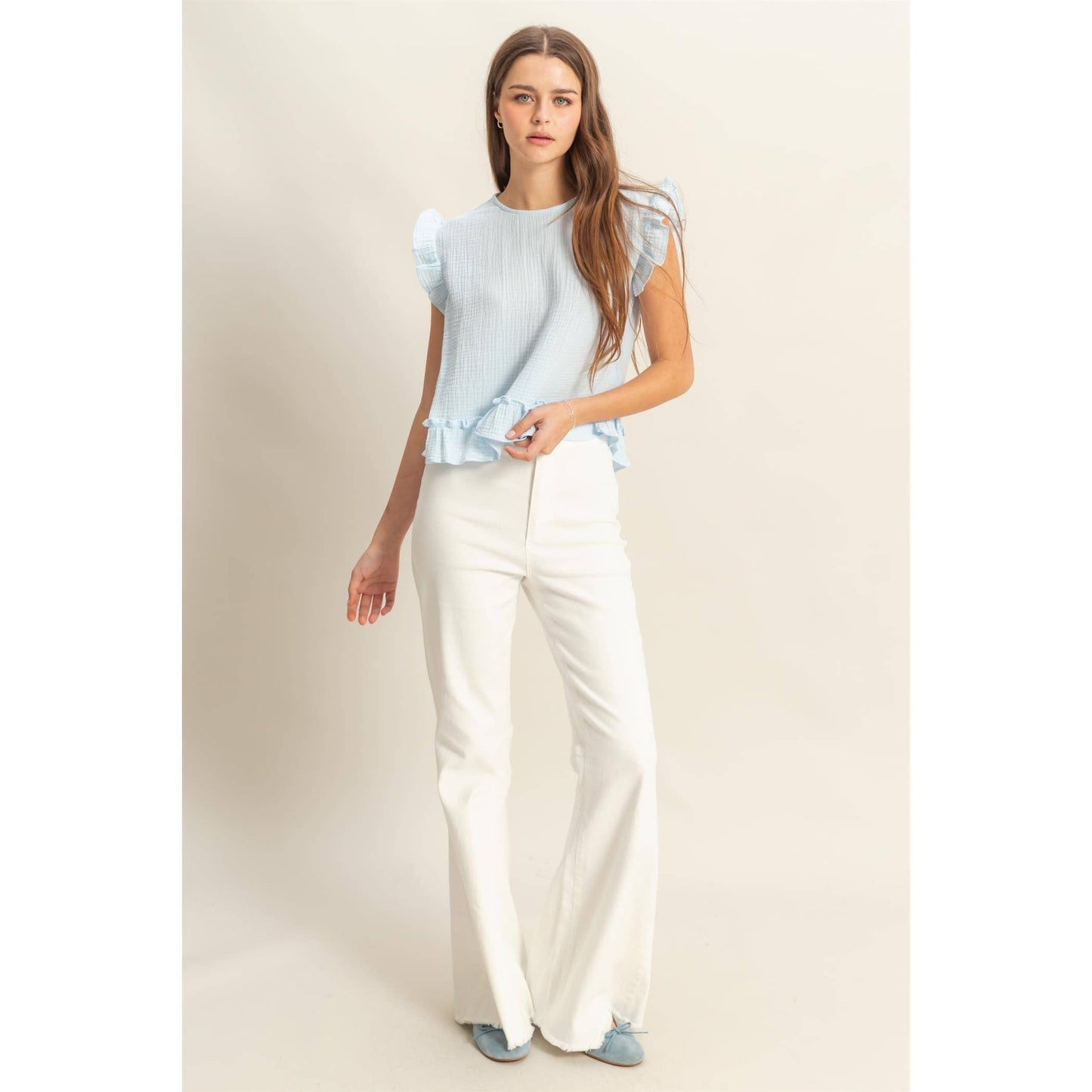 HYFVE - HF25A845-Double Gauze Ruffle Detail Sleeveless Top