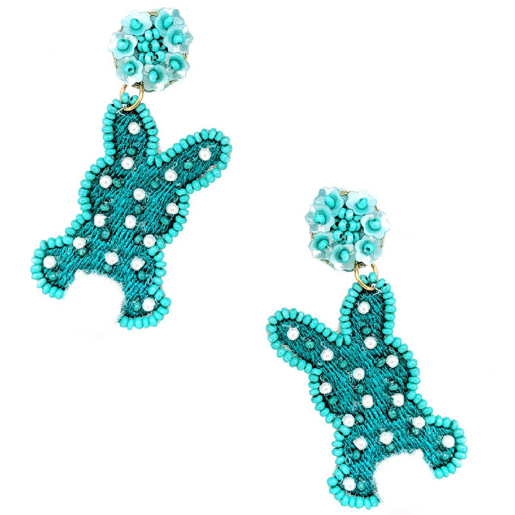 Fashion City - Colorful Beads Easter Bunny Drop Hook Earrings
