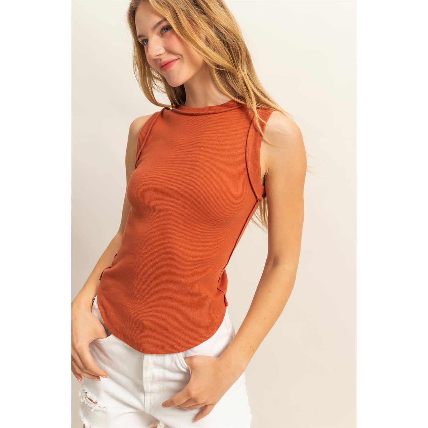 HYFVE - DZ25C058-Round Neck Ribbed Tank Top