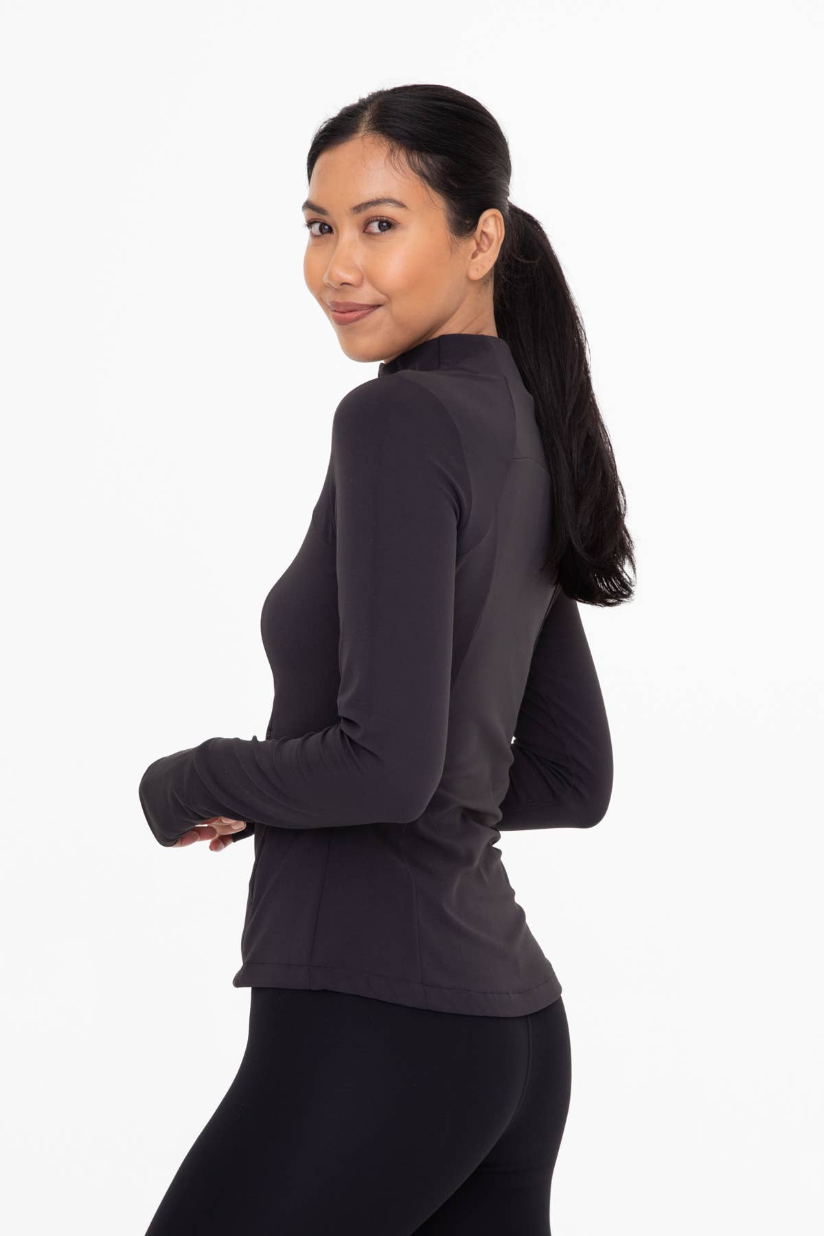 Mono B - Fleece Lined Slim Fit Acitve Jacket - Black