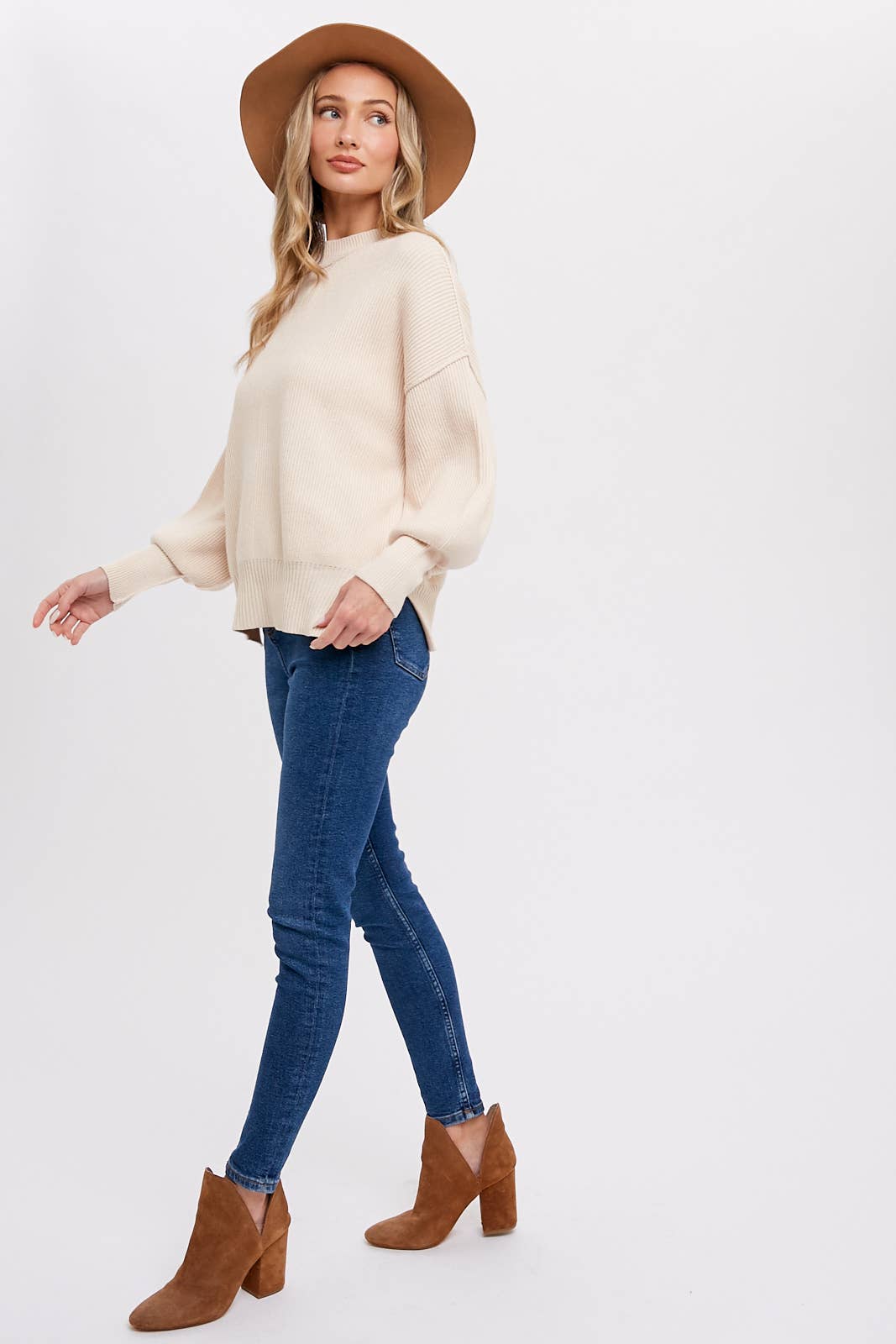 Bluivy - Ribbed Mock Neck Pullover