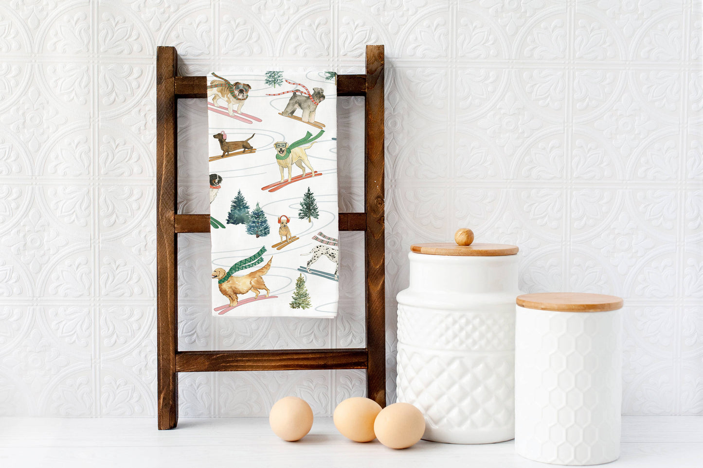 KelseyMDesigns - Holiday Ski Dogs Tea Towel