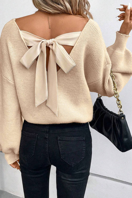 Pretty Bash - Bow Back Lantern Sleeve Sweater