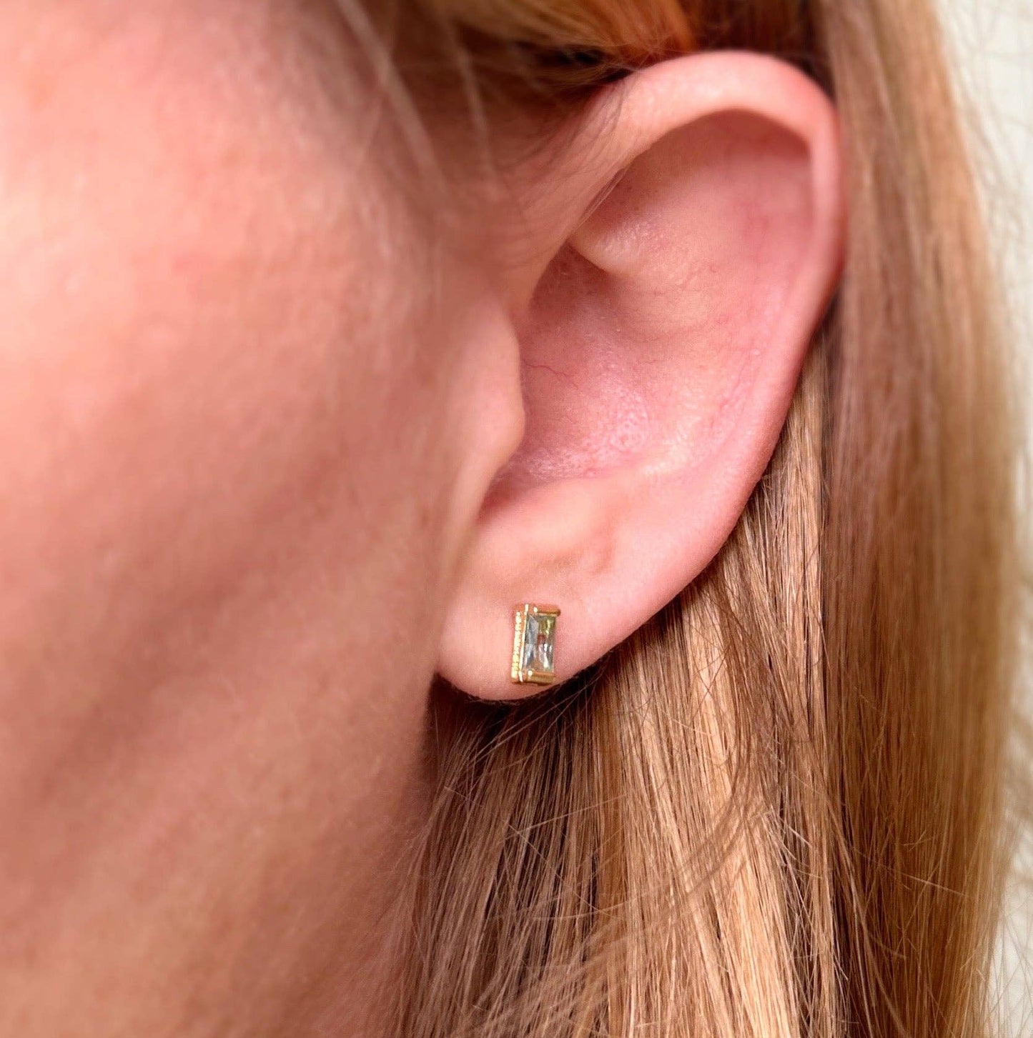 GoldFi - 18k Gold Filled Baguette Birthstone Stud Earrings