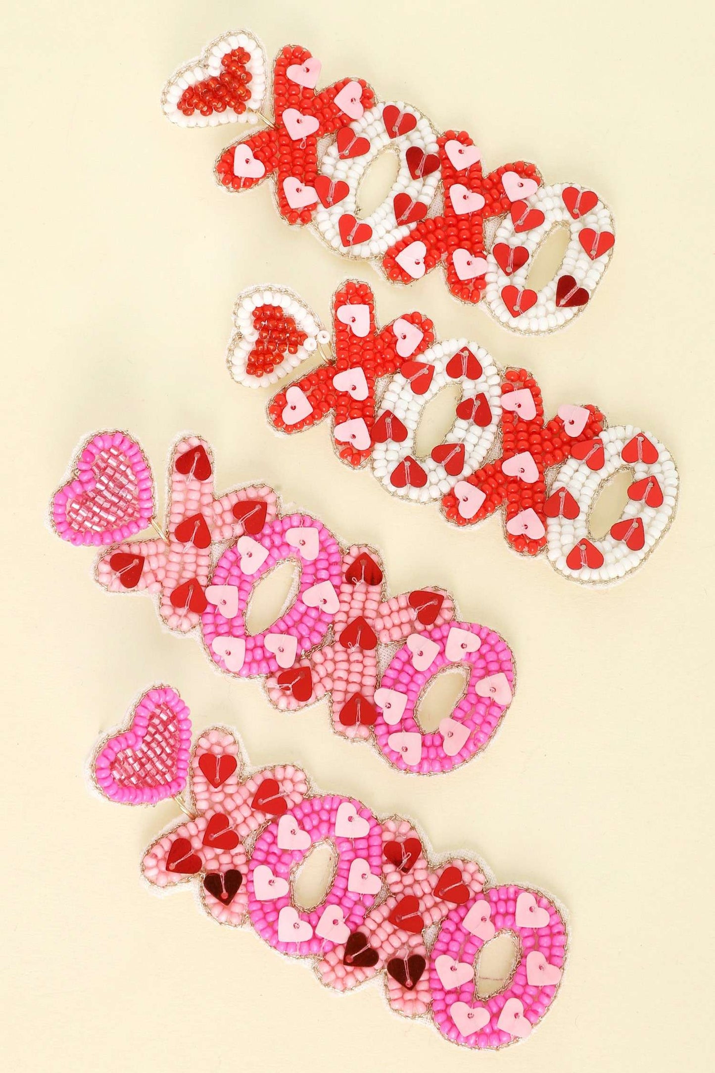 anbfashion - XOXO BEADED EMBROIDERY VALENTINE LETTER EARRINGS