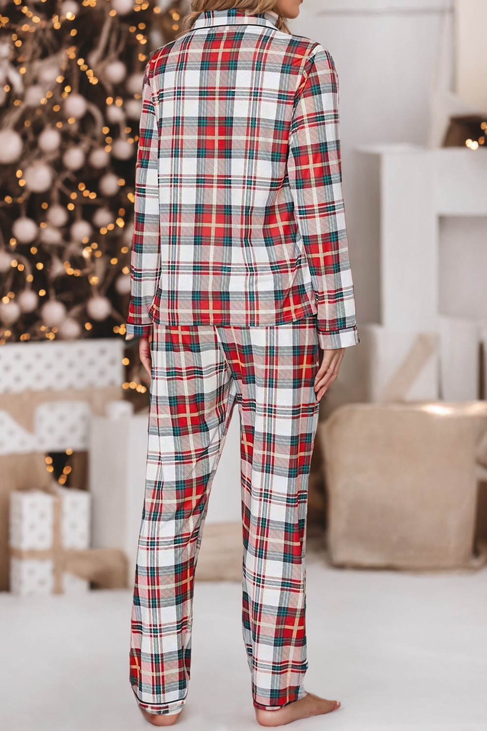 Little Daisy Closet - Christmas Plaid Long Sleeve Shirt and Pants Pajama Set