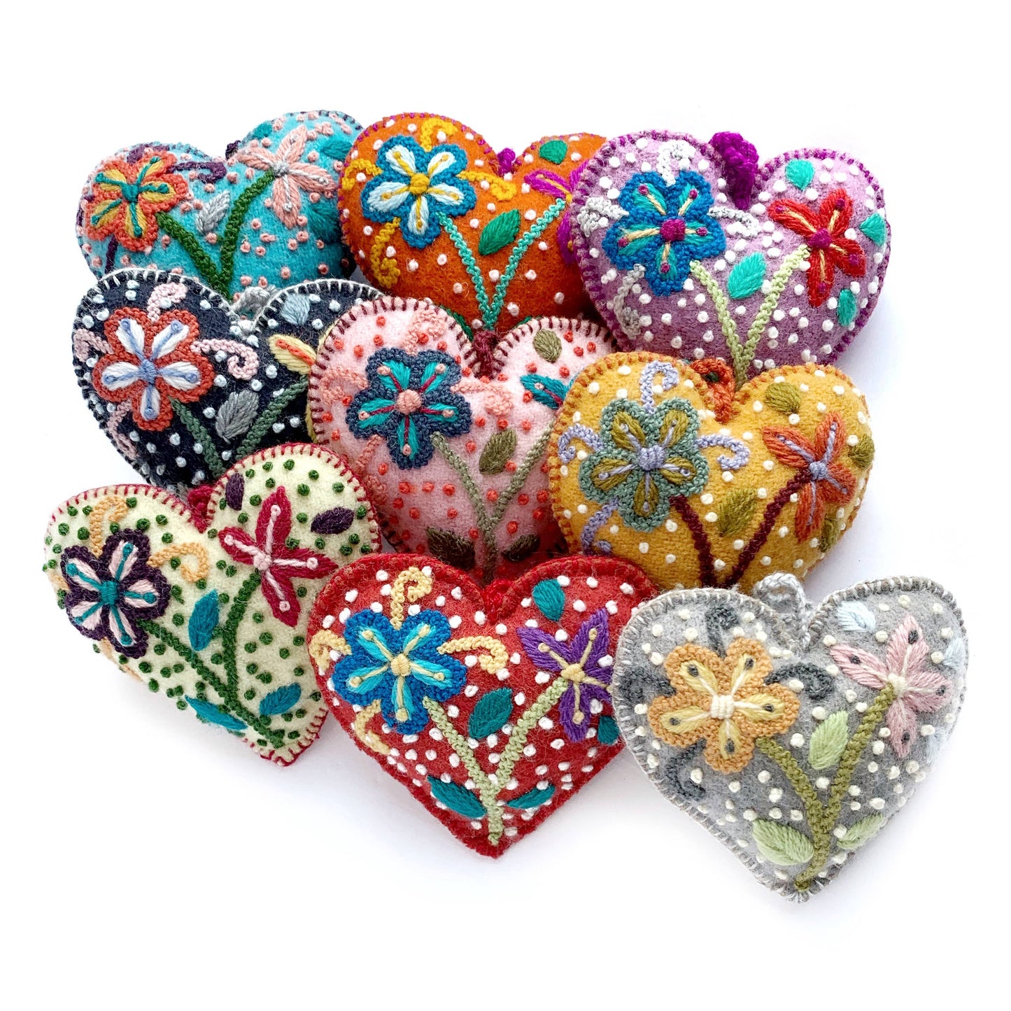 Ornaments 4 Orphans - Colorful Embroidered Heart Ornament