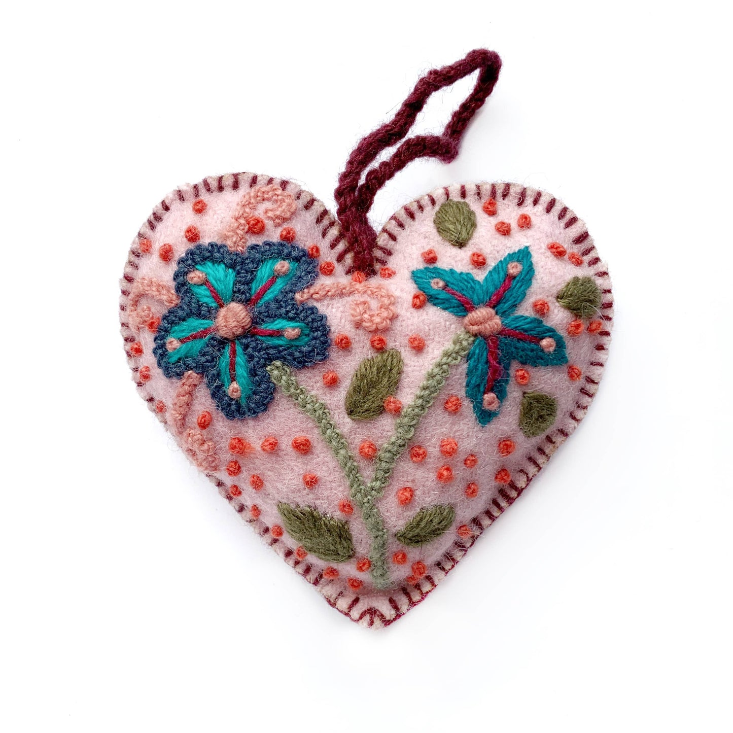 Ornaments 4 Orphans - Colorful Embroidered Heart Ornament