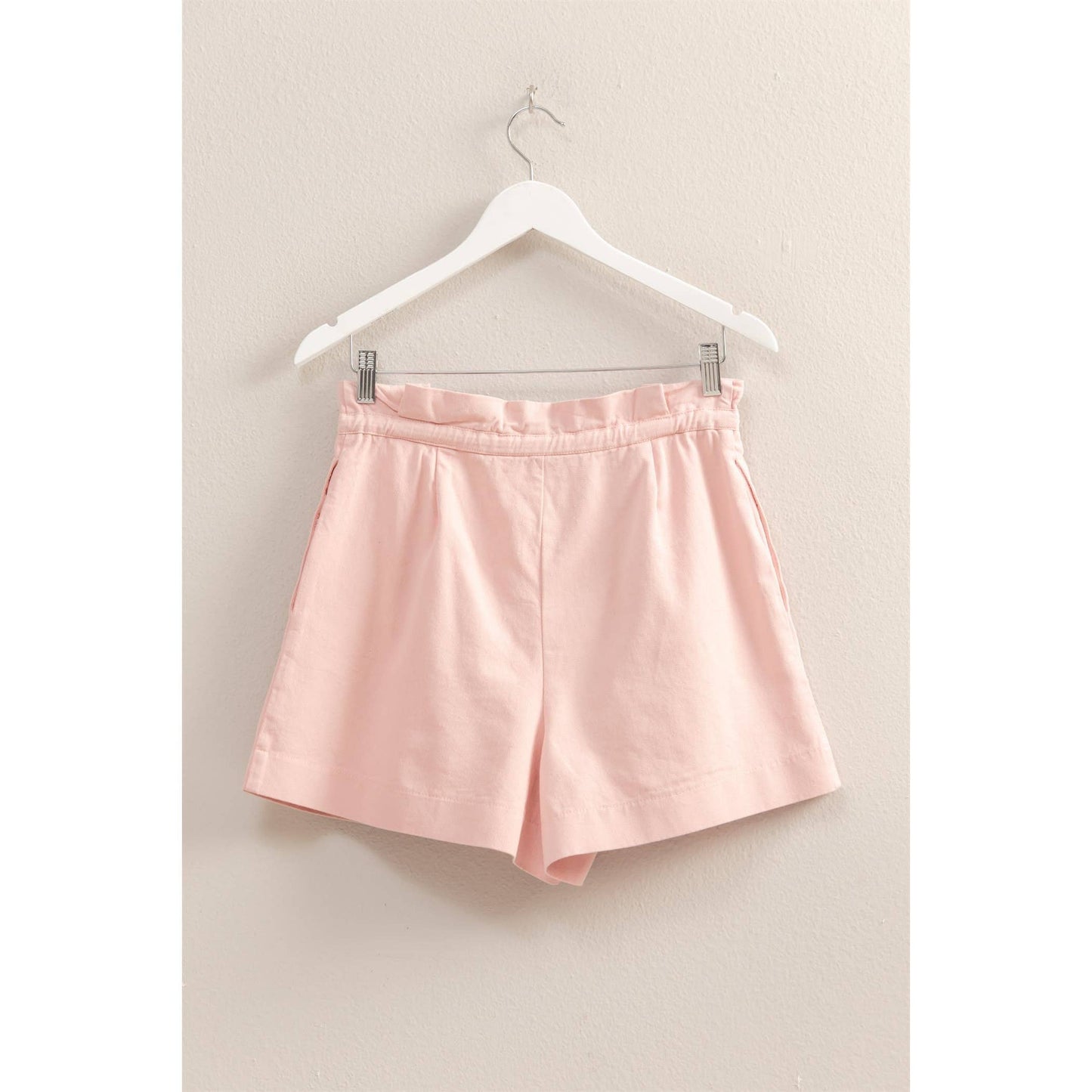 HYFVE - HF25A055-High-Waisted Washed Twill Paperbag Shorts