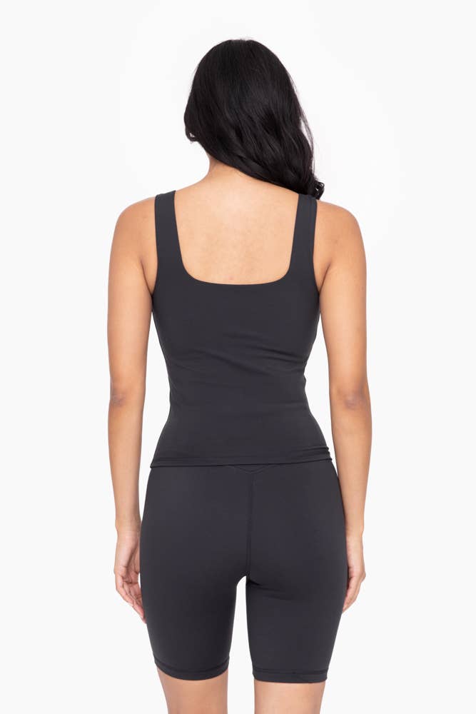 Mono B - Lycra-Blend Square Neck Active Tank