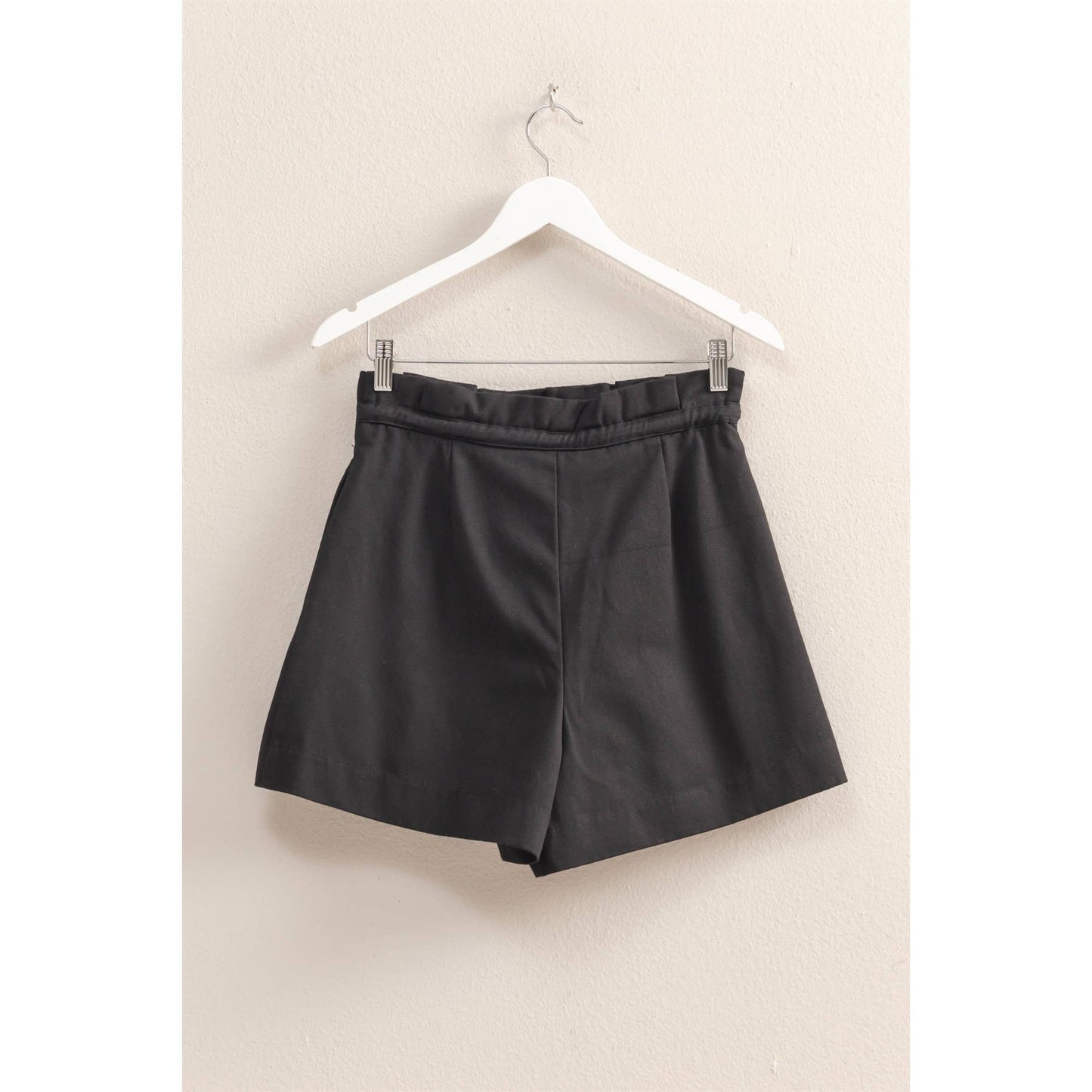 HYFVE - HF25A055-High-Waisted Washed Twill Paperbag Shorts