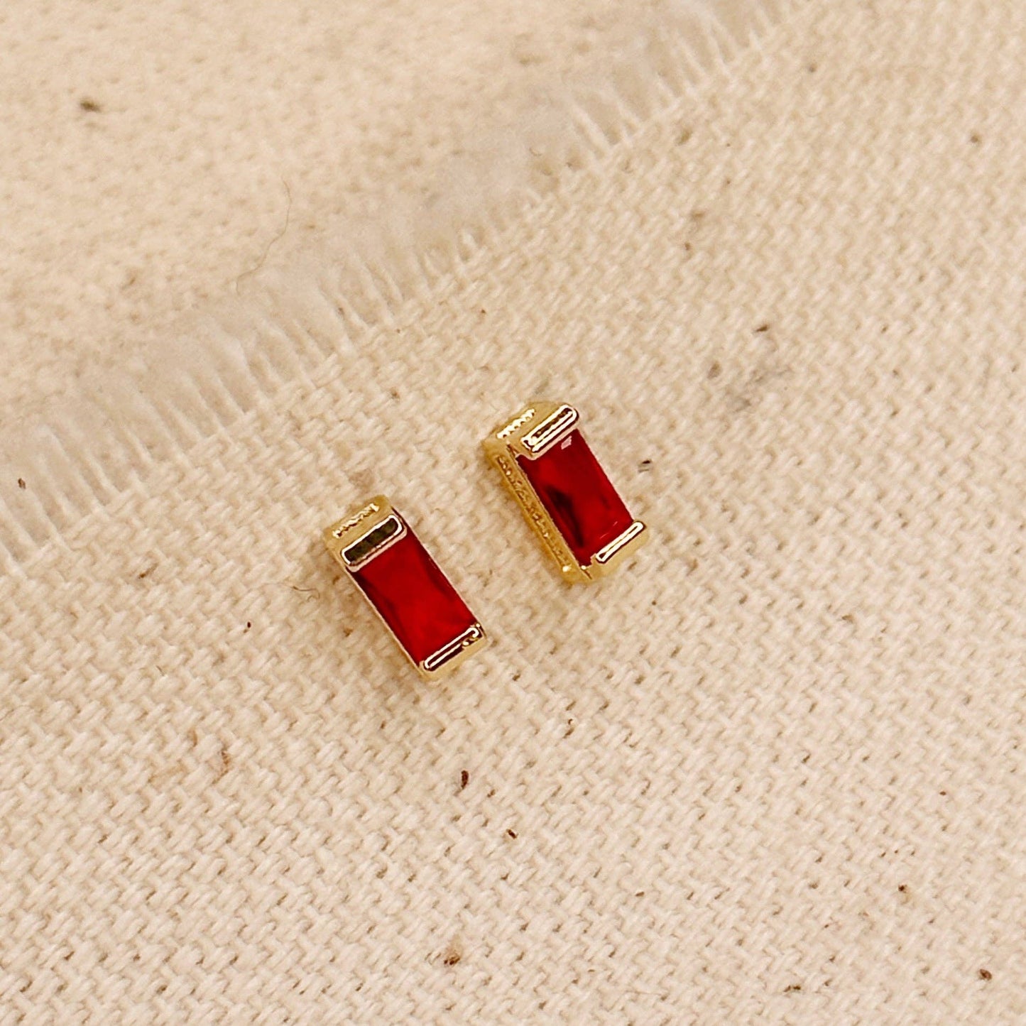 GoldFi - 18k Gold Filled Baguette Birthstone Stud Earrings