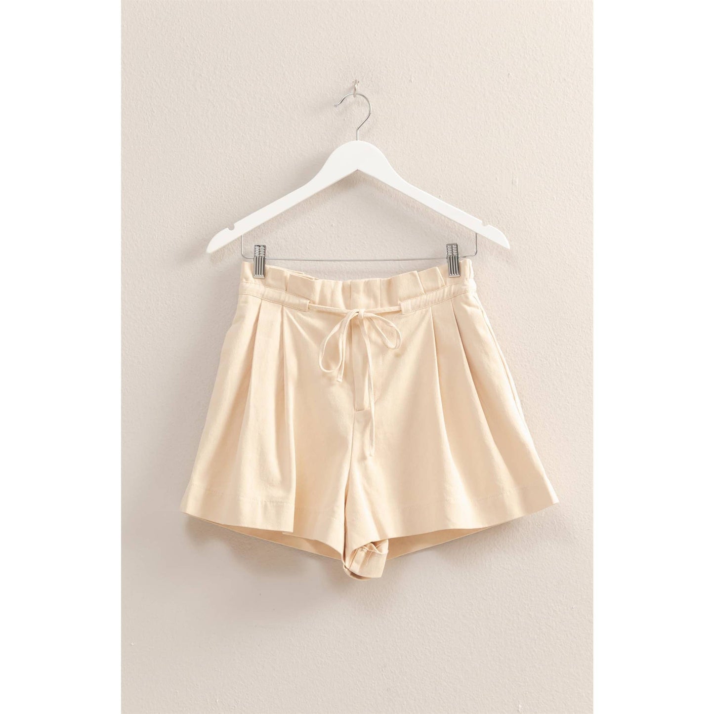 HYFVE - HF25A055-High-Waisted Washed Twill Paperbag Shorts