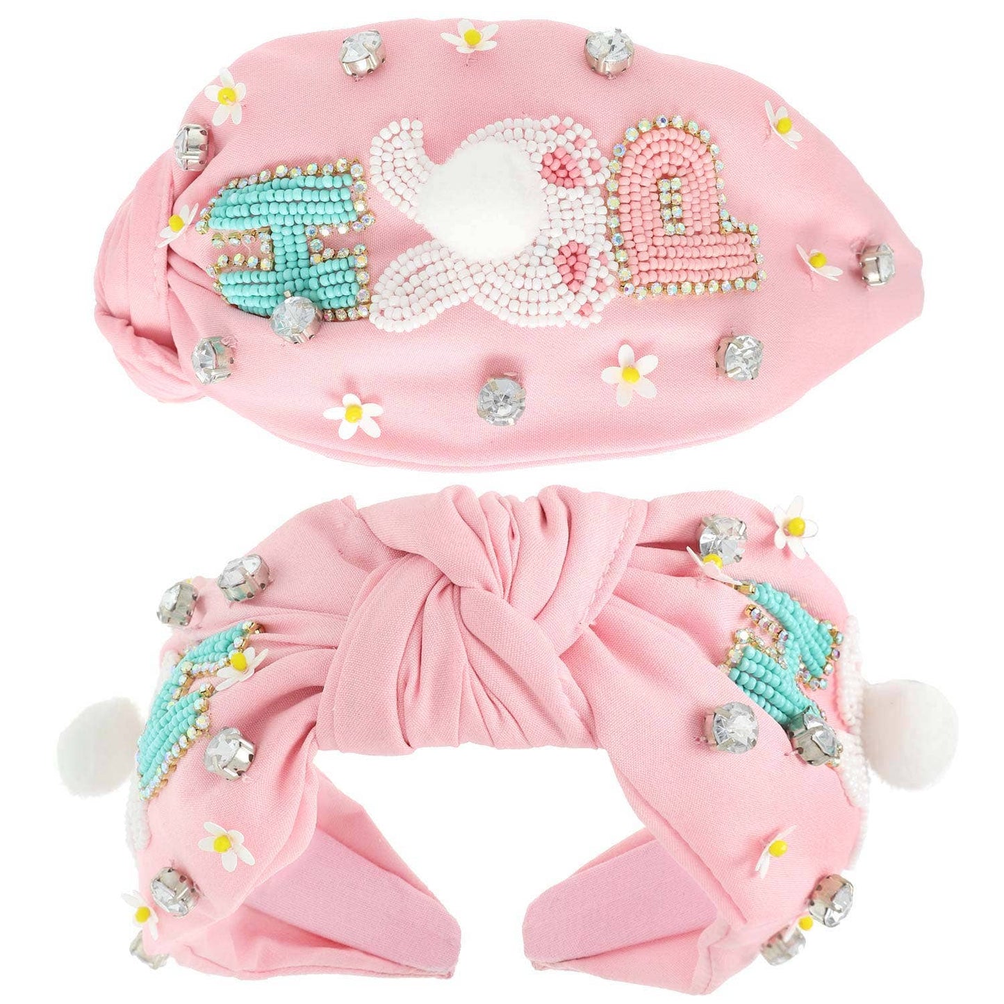 SP Sophia Collection - Hop Easter Bunny Beaded Top Knotted Headband