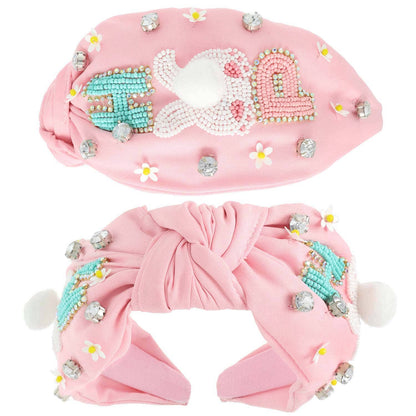 SP Sophia Collection - Hop Easter Bunny Beaded Top Knotted Headband