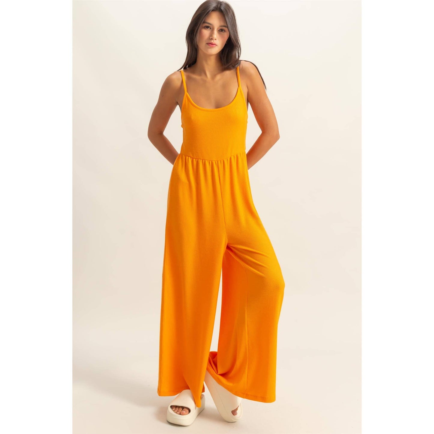 HYFVE - DZ25A984-Scoop Neck Sleeveless Wide Leg Jumpsuit